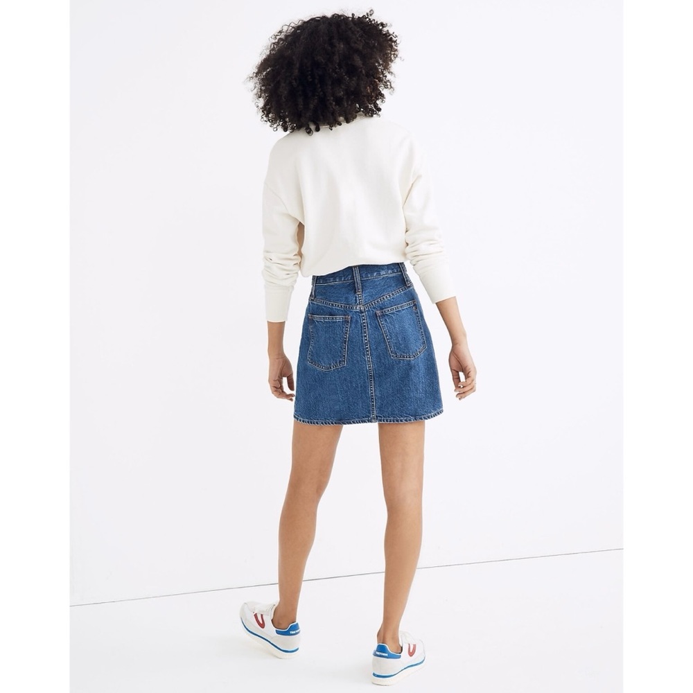 Madewell Rigid Denim Straight Mini Skirt Jean Tie Waist Sz 25 - Picture 2 of 11
